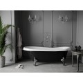Laisvai pastatoma akrilinė vonia Mexen Retro, juoda+balta 150 cm/  170 cm