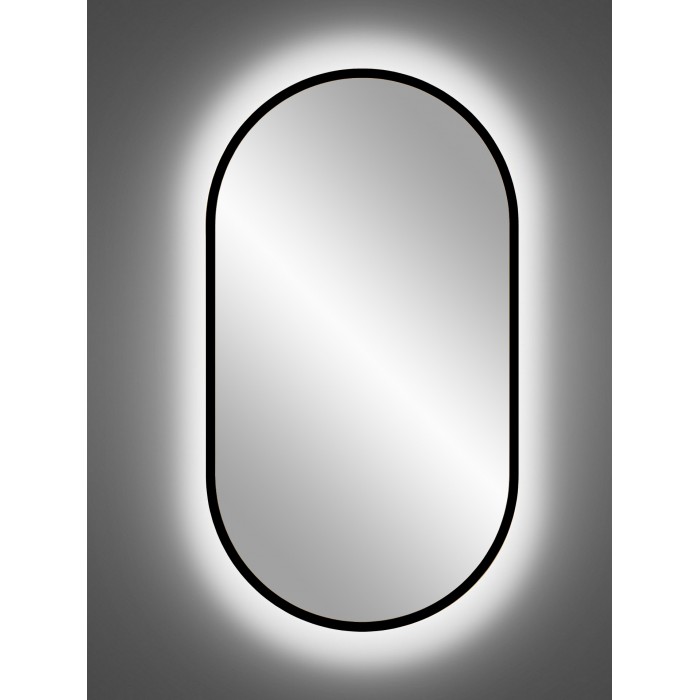 LED veidrodis su juodu rėmu Apollo