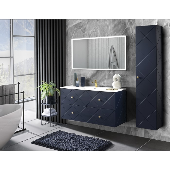 120 cm mėlyna vonios spintelė su praustuvu Elegance